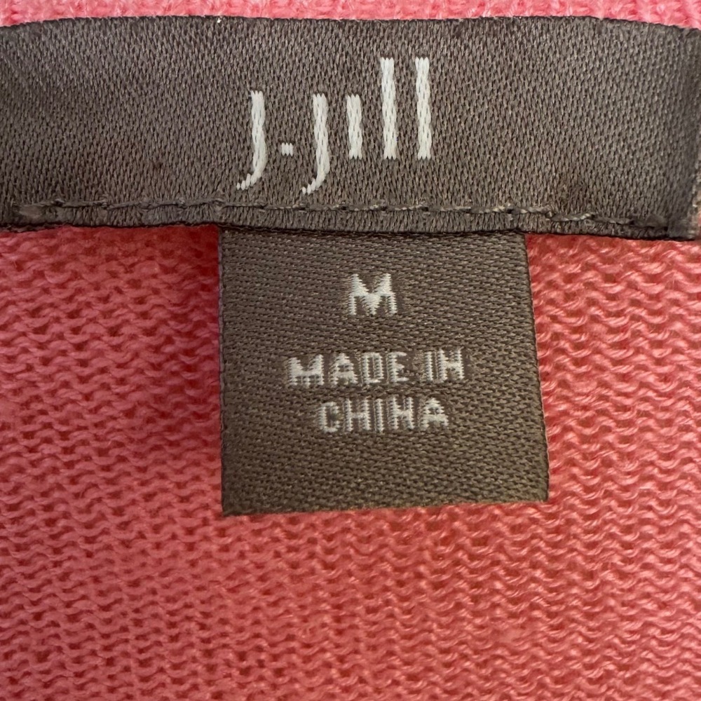 J. Jill Cardigan Medium Pink Linen Blend Open Front Drape Sweater Lightweight - Picture 4 of 5